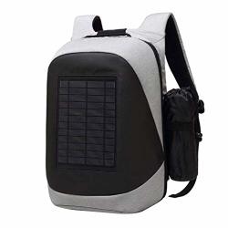 Fewear Solar Backpack Solar Power Backpack Waterproof Anti-theft Fast Charging External USB Charging Port Camping & Hiking Daypack With Highest Solar Panel Charger For