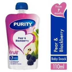 Purity Pouch Pear & Blackberry 110ML From 6 Months