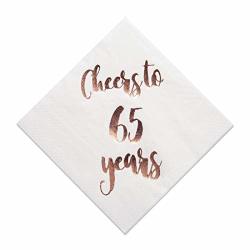 MAGJUCHE Cheers to 70 Years Cocktail Napkins 50-Pack 3ply White Rose Gold 70th Birthday Dinner Celebration Party Decoration Napkin