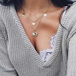 Florance Jones Boho Multilayer Pendant Necklace For Women Fashion Geometric Charm Chain Jewelry Model Ncklcs - 10345 |