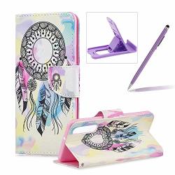 Strap Leather Case For Huawei P30 Flip Portable Carrying Case For Huawei P30 Herzzer Premium Stylish Dreamcatcher Campanula Printed Foldable Pu Leather Stand Cover