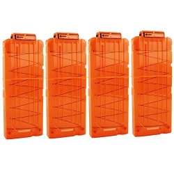 Oimio Bullet Clips 4 Pack 12-DARTS Quick Reload Clips Magazine Clips For Nerf N-strike Elite Blaster Transparent Orange