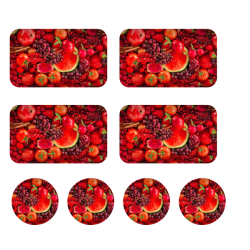 Red Fruit Placemat & Coaster Set