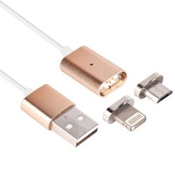 2 In 1 Metal Head Magnetic 8 Pin & Micro Usb To Usb Data Sync Charging Cable For Iphone Samsung...