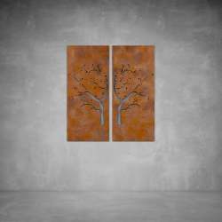 Mirror Tree Wall Art - 800 X 800 X 20 Rust Coat Outdoor