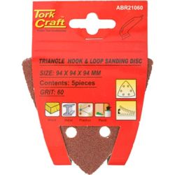 Tork Craft - Sanding Triangle - 5 Piece - 60 Grit - Hook & Loop - 12 Pack