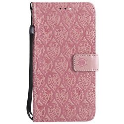 Huawei P Smart Case Lomogo Leather Wallet Case With Kickstand Card Holder Shockproof Flip Case Cover For Huawei P Smart - LOYYO24114 Rose Gold