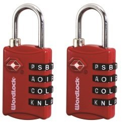 Wordlock Set of 2 TSA Luggage Locks in Red