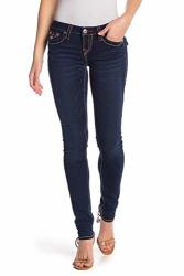 True Religion Womens Stella Embroidered Low Rise Skinny Jeans Navy 26