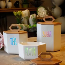 4PCS SET Sugar Coffee Tea Powder Label Stickers Brown Cup Stickers Kitchen Stickers Vinyl Decals Wall Stickers