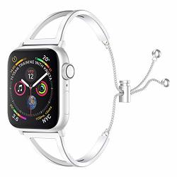 Samhity Stainless Steel Watch Bands Compatible For Apple Watch Series 4 3 2 1-38MM 40MM 42MM 44MM Jewelry Style Classic Cuff Bracelet Replacement Band