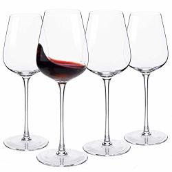 Hand Blown Italian Style Crystal Bordeaux Wine Glasses - Red Wine Glasses Lead Free Premium Crystal Clear Glass - Set Of 4-18 Ounce