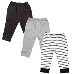 LUVABLE FRIENDS Baby Infant Tapered Ankle Pants Black Stripes 3 Pack 3T