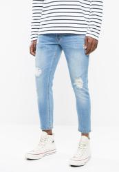 Superbalist Skinny Jeans Cropped Abrasion Destroy Drawcord Light Wash Blue Reviews Online Pricecheck