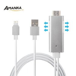 Lightning To HDMI Amanka Iphone To HDMI Cable Lightning Digital Av To HDMI Adapter 1080P Hdtv Cable For Iphone Ipad Ipod Ipod Touch Plug