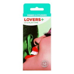 Lovers+ Condoms Ribbed And Studded 12 Pack