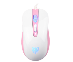 white and pink gaming mouse