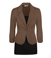 Hybrid & Company Women's Casual Work Office Blazer Jacket JK1131 Mocha Xlarge