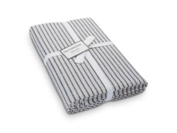 Striped Linen Blend Natural With Navy Tablecloth 12-14 Seater