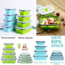 Miraclespace Collapsible Silicone Food Containers - Microwave & Freezer Safe Bpa-free Foldable Meal Prep Lunch Boxes Perfect Kitchen Storage Solution For Space-saving Organization