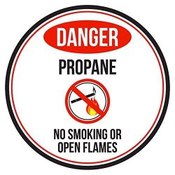 Icandy Products Inc Danger Propane No Smoking Or Open Flames Red Black And White Safety Warning Round Sign - 9 Inch Metal