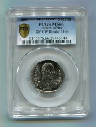NELSON MANDELA MS66 Year 2000 Pcgs Secure Graded Ms 66 Rotated Dies Mint Error Smiley -very Rare