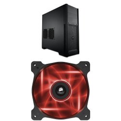 Corsair Carbide Series Black 300R Mid-tower Computer Case And Corsair Air Series AF120 LED Quiet Edition High Airflow Fan Single Pack - Red