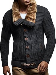 Nelson Leif Men's Knitted Cardigan Long-sleeved Slim Fit Hoodie Stylish Button Up Cardigan With Shawl Collar For Men