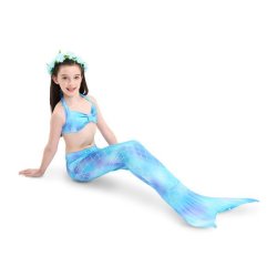 3 Piece Kids Multi-colour Blue Mermaid Bikini DH46 - 150