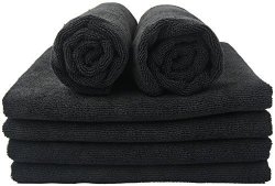 Sinland Microfiber Salon Towels Hair Drying Towels Hand Towels Gym Towels Ultra Thick Drying Towels For Spa Hotels Home Bath Black 16INCH X 27INCH 3 Pack