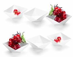 Yesland 6 Pack Square Ceramic Dip Bowls Set - 4 Oz White Dishes sauce Bowls For Tomato Sauce Ketchup Soy Bbq And Other Party Dinner In Kitchen