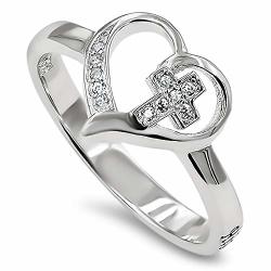 925 Fluid Heart Silver Ring "all Things Through Christ My Strength - Phil. 4:13" 6 Christian Bible Verse Scripture Jewelry