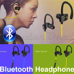 Sweatproof Sport Bluetooth Stereo Earphone Wireless Headphone Jogger Headset Earplug With Microphone