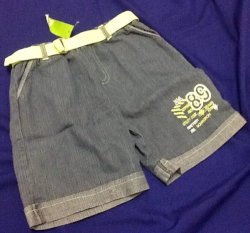 Boys Jean Denim Short Pants With Lime Green Belt From Ackermans 5-6yr