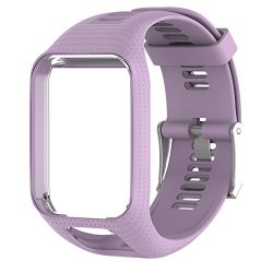 Huve Silicagel Replacement Watchband Watch Strap 25CM Long For Tomtom 2 3 SPARK SPARK3 SERIES Gps Watch With Screen Protectors Lavender