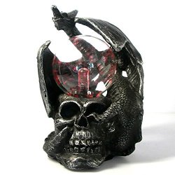 The Geeky Days Mysticism Gothic Electric Glass Plasma Ball Magic Lightning Skull Dragon On A Skull Head Statue Figurine Dragon Ornament
