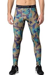 1BESTS Men's Sports Camouflage Fitness Tights Running Quick-drying Breathable Compression Pants XL Camo Green