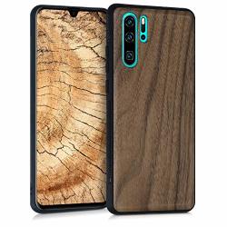 Kwmobile Wooden Cover For Huawei P30 Pro - Hard Case With Tpu Bumper - Walnut Dark Brown