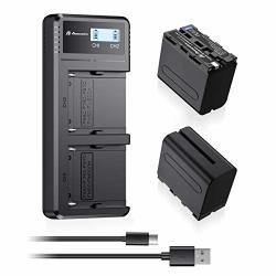 Powerextra 2 Pack Replacement Sony NP-F970 Battery And Fast Charger Dual USB Charger For Sony NP-F970 NP-F930 NP-F950 NP-F960 NP-F550 NP-F530 NP-F330 NP-F570 Battery