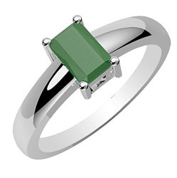 LoveHuang 0.11 Carats Genuine Emerald Stacking Ring Solid .925 Sterling Silver With 18KT Yellow Gold Plating