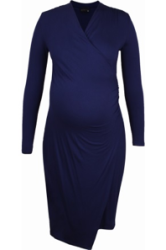 Cocktail Wrap Dress Long Sleeve French Navy - M French Navy