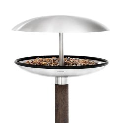 Blomus Bird Feeder In Stainless-steel With Wood Stand