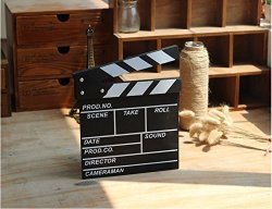 Chris-wang 1PCS Professional Vintage Wooden Tv Movie Film Clap Board Slate Cut Prop Director Clapper Clapboard Slateboard MINI Size 7.87"X7.87" 20CM X 20CM Black