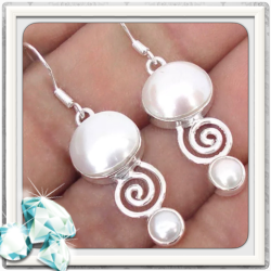 Sophisticated 9.13 Cts Natural White Pearl Solid .925 Sterling Silver Earrings