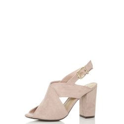 Quiz Pink Faux Suede Sling Back Mules