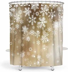 Gooesing Christmas Snowflake Shower Curtain Winter Shower Curtain Gold Xmas Shower Curtain Holiday Shower Curtain Shower Curtain Home Decorative Polyester Bath Curtain With 12 Hooks