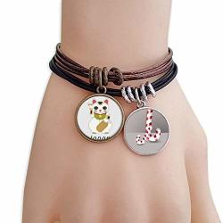 Diythinker Local Japanese Culture Lucky Cat Christmas Candy Cane Leather Rope Bracelet
