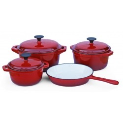 7PCS Cast Iron Cookware Set Red
