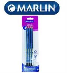 Marlin Scribblers Hb End Dipped Pencil Blue And Navy Striped Blister Card Pack Of 4.  