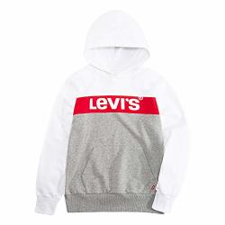 Levi's Boys' Big Graphic Logo Pullover Hoodie Grey Heather white L